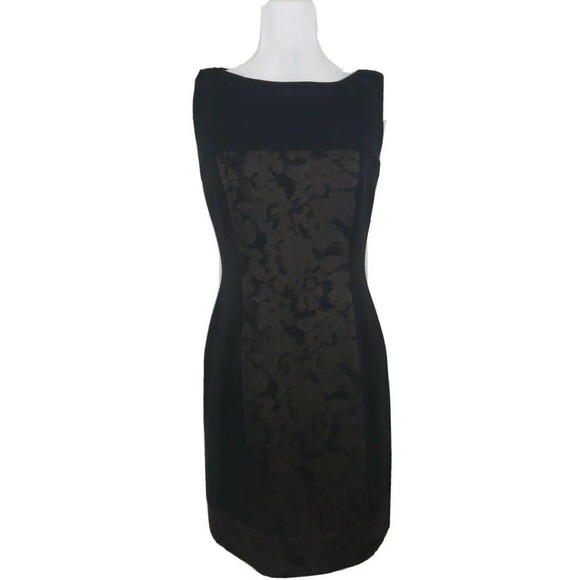 TAHARI ASL ~Woman Size 4Petite~Black/Gold Lined Sheath Formal Dress Fully Lined - Picture 11 of 12